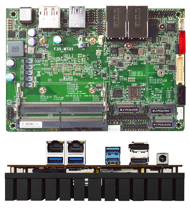 Jetway F35-MTU1-155U0010 3,5" SBC (Intel Core <b>Ultra 7 155U</b>, 2x LAN, 1x USB-C DP) <b>[12-36V Power Input]</b>